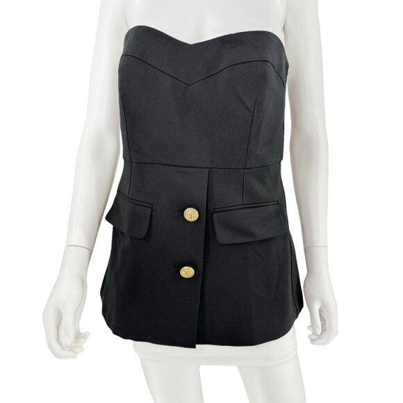 Tuckernuck NEW Black Noir Marnie Strapless Preppy Top Size Small - Picture 4 of 8